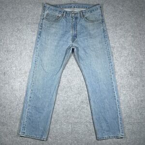 Levis 505 Denim Jeans Men's Size 36x30 (36x29) Blue Faded Straight Leg Zip Fly